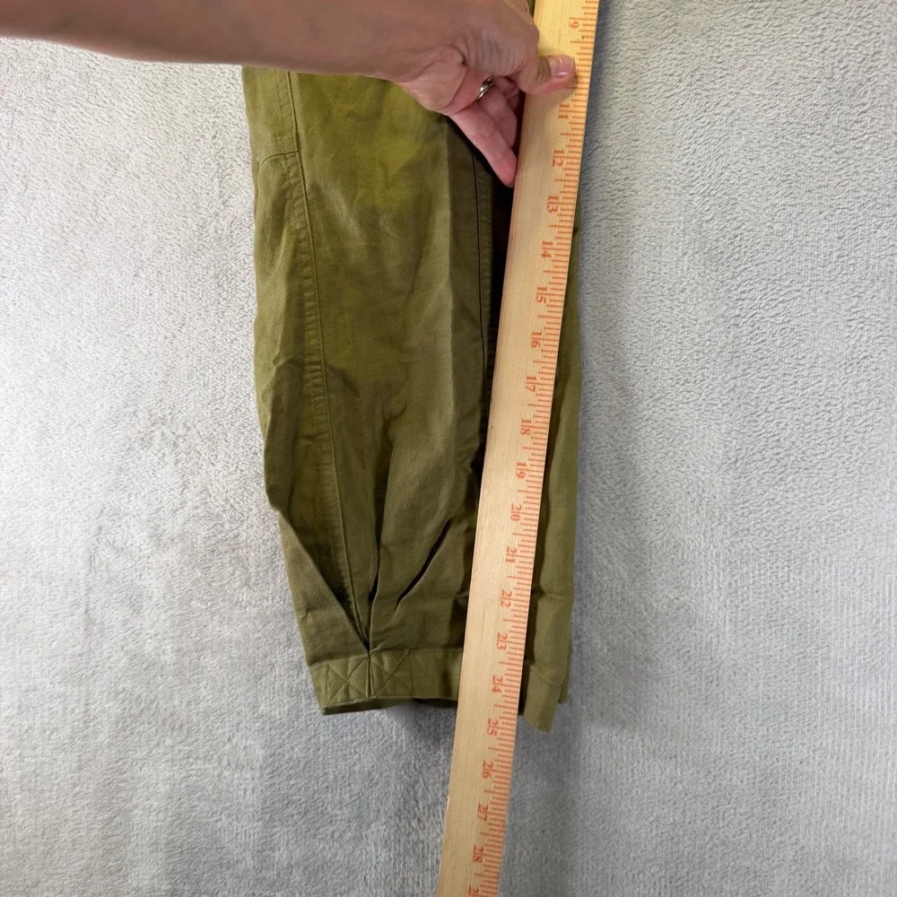 Quince Organic Cotton Linen Cargo Pants Olive Green Belted Utility Trousers XS